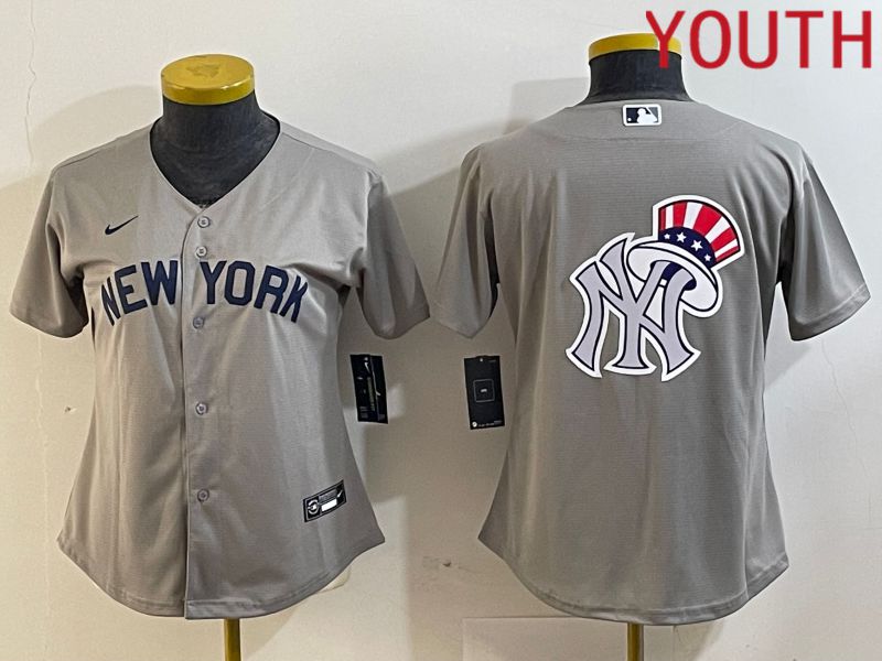 Youth New York Yankees Blank Grey Nike Game 2024 MLB Jersey style 4->women mlb jersey->Women Jersey